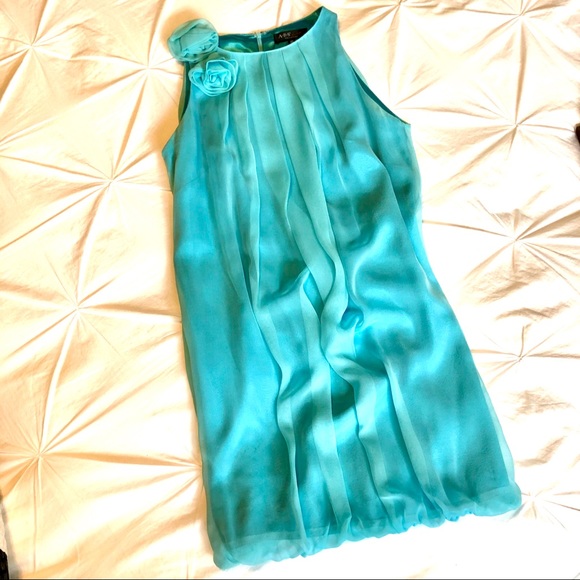ABS Allen Schwartz blue silk bubble dress size 10 - Picture 1 of 8